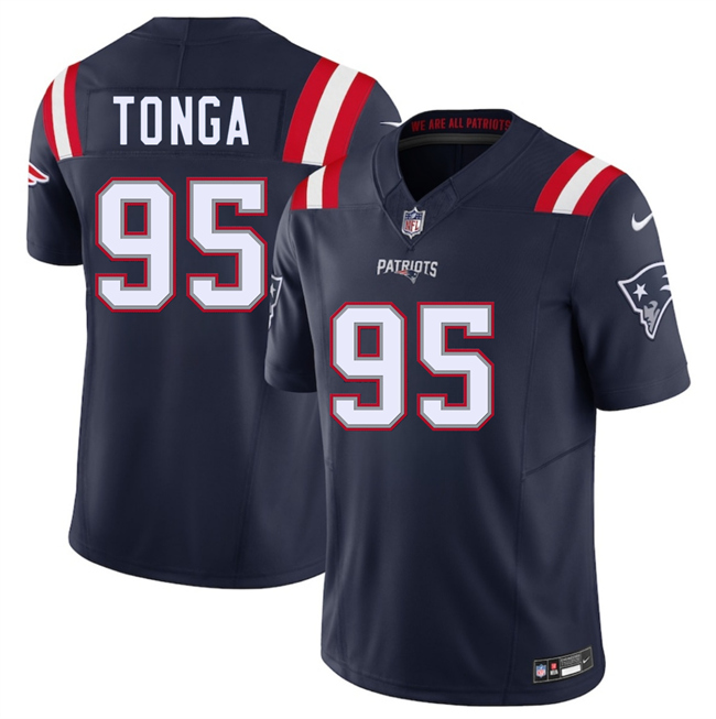 Personalized Men’s New England Patriots #95 Khyiris Tonga Navy 2025 F.U.S.E. Limited Stitched Football Jersey