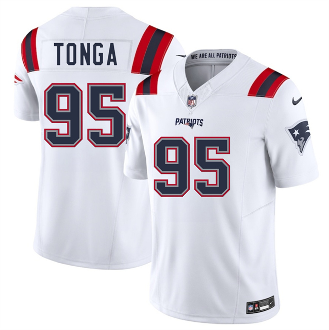 Personalized Men’s New England Patriots #95 Khyiris Tonga White 2025 F.U.S.E. Limited Stitched Football Jersey