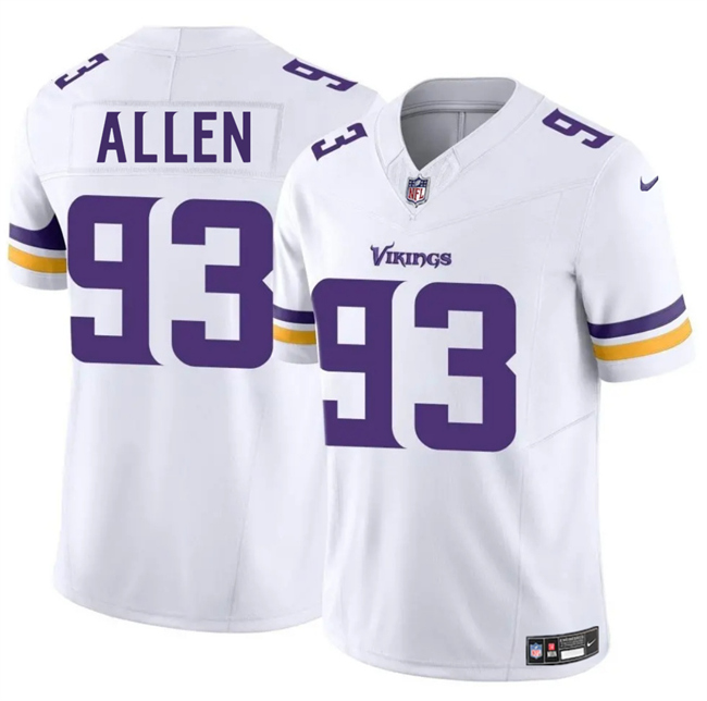 Personalized Men’s Minnesota Vikings #93 Jonathan Allen White 2025 F.U.S.E. Untouchable Limited Stitched Jersey