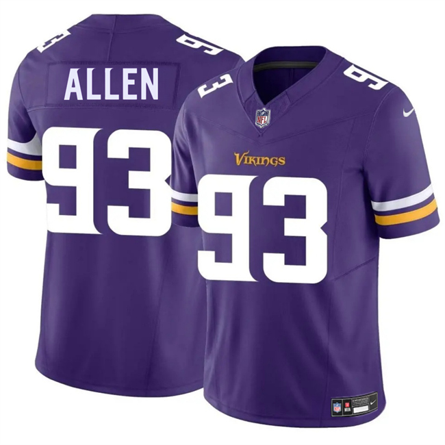 Personalized Men’s Minnesota Vikings #93 Jonathan Allen Purple 2025 F.U.S.E. Untouchable Limited Stitched Jersey