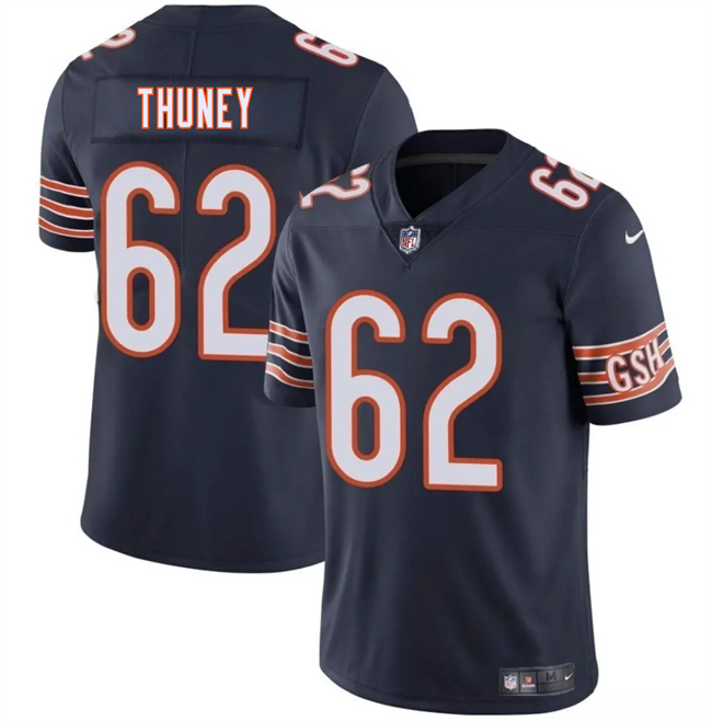 Personalized Men’s Chicago Bears #62 Joe Thuney Navy 2025 Stitched Football Jersey