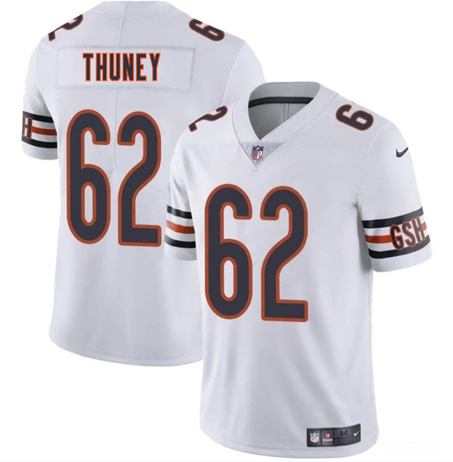 Personalized Men’s Chicago Bears #62 Joe Thuney White 2025 Stitched Football Jersey
