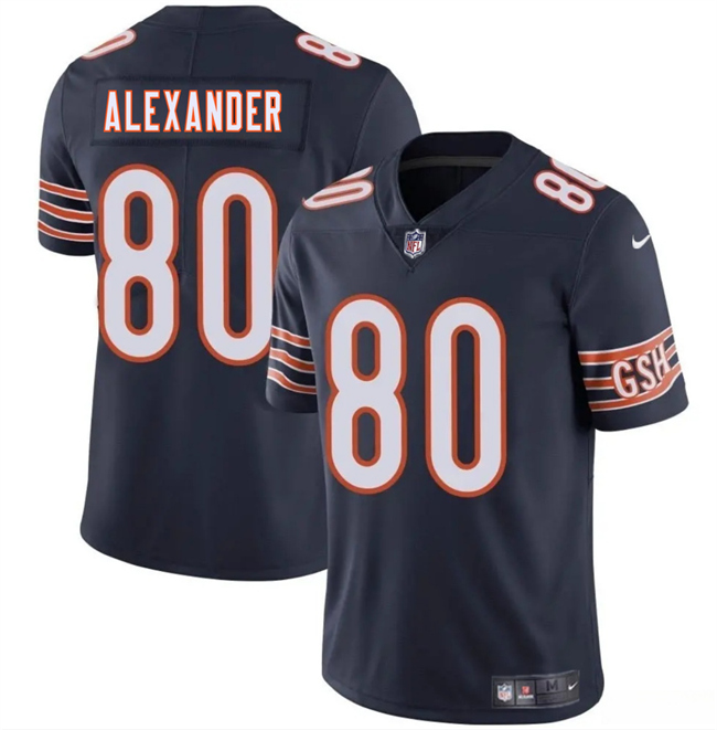 Personalized Men’s Chicago Bears #80 Maurice Alexander Navy 2025 Stitched Football Jersey