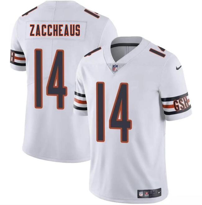 Personalized Men’s Chicago Bears #14 Olamide Zaccheaus White 2025 Stitched Football Jersey