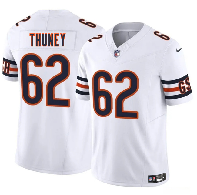 Personalized Men’s Chicago Bears #62 Joe Thuney White 2025 F.U.S.E. Stitched Football Jersey