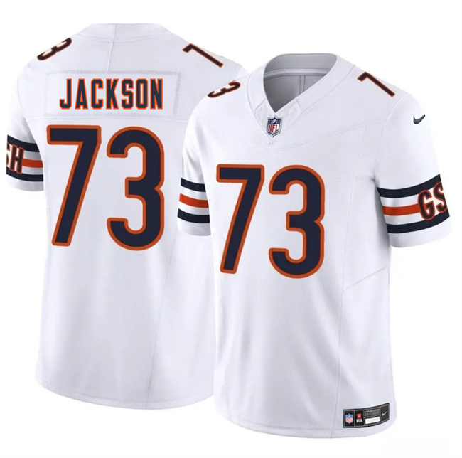 Personalized Men’s Chicago Bears #73 Jonah Jackson White 2025 F.U.S.E. Stitched Football Jersey