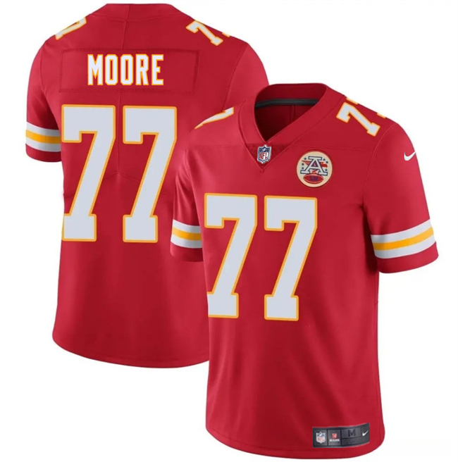 Personalized Men’s Kansas City Chiefs #77 Jaylon Moore Red 2025 Untouchable Limited Stitched Football Jersey