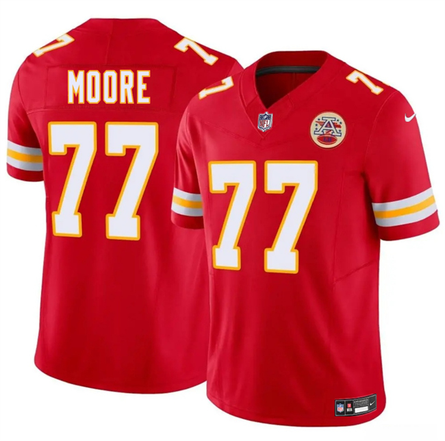 Personalized Men’s Kansas City Chiefs #77 Jaylon Moore Red 2025 F.U.S.E. Untouchable Limited Stitched Football Jersey