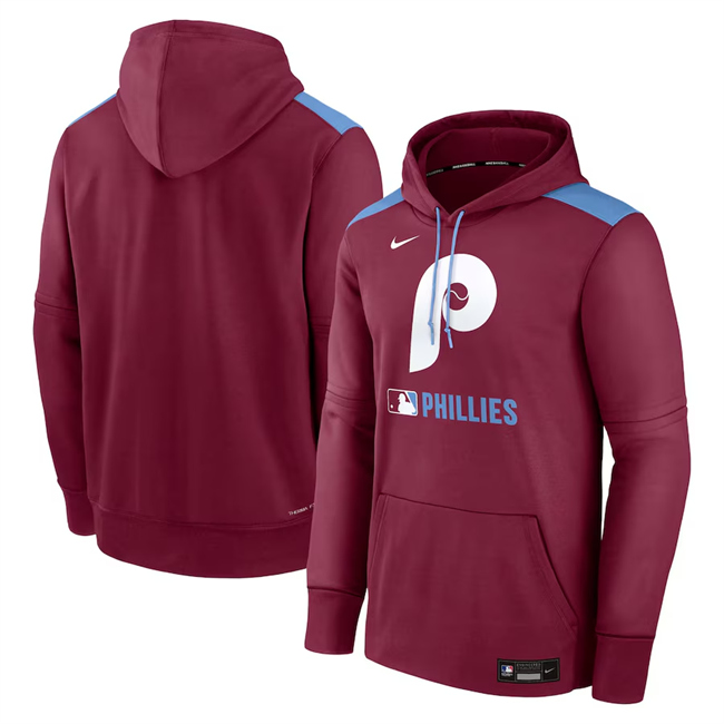 Personalized Men’s Philadelphia Phillies Burgundy Collection Performance Pullover Hoodie