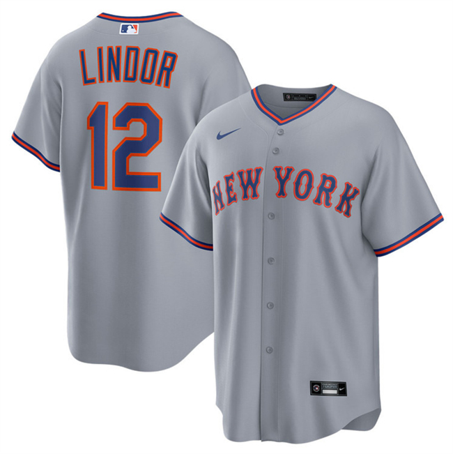 Personalized Men’s New York Mets #12 Francisco Lindor Grey 2025 Limited Stitched Baseball Jersey