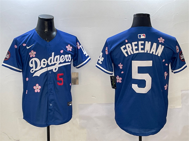 Personalized Men’s Los Angeles Dodgers #5 Freddie Freeman Royal 2025 Tokyo Series Limited Stitched Baseball Jersey