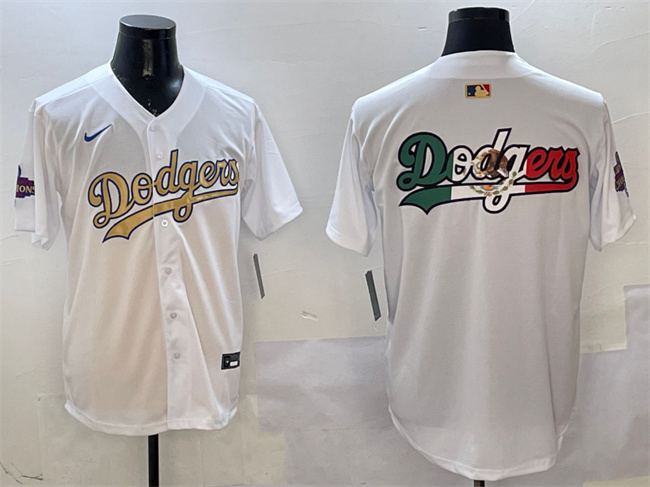 Personalized Men’s Los Angeles Dodgers Team Big Logo White 2025 Gold Collection Limited Stitched Baseball Jersey 001