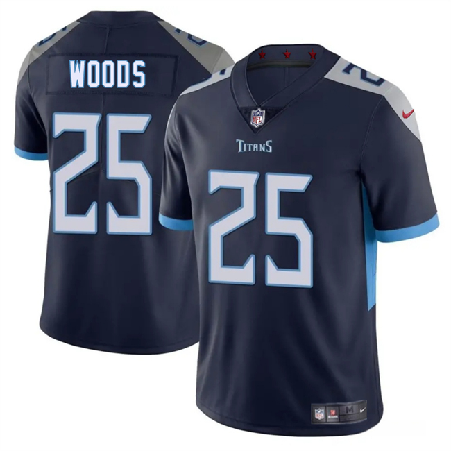 Personalized Men’s Tennessee Titans #25 Xavier Woods Navy 2025 Untouchable Stitched Jersey
