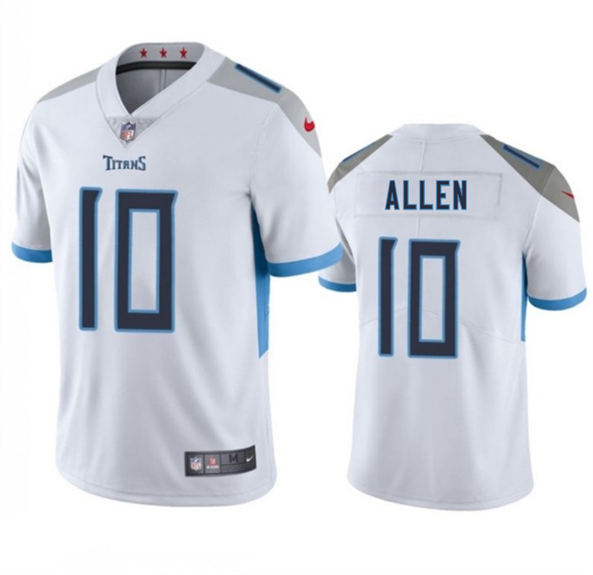 Personalized Men’s Tennessee Titans #10 Brandon Allen White 2025 Untouchable Stitched Jersey