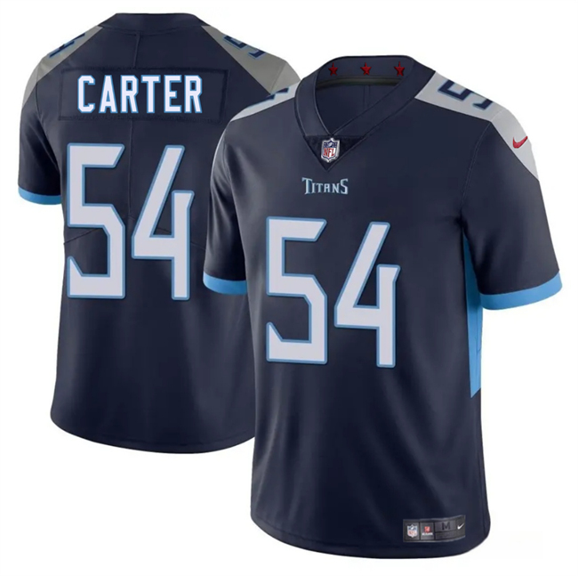 Personalized Men’s Tennessee Titans #54 Lorenzo Carter Navy 2025 Untouchable Stitched Jersey
