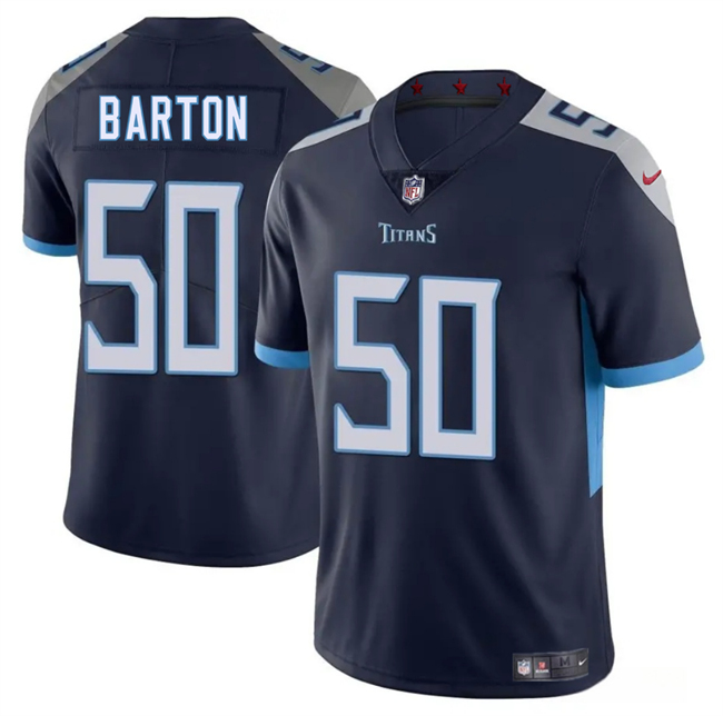 Personalized Men’s Tennessee Titans #50 Cody Barton Navy 2025 Limited Stitched Football Jersey