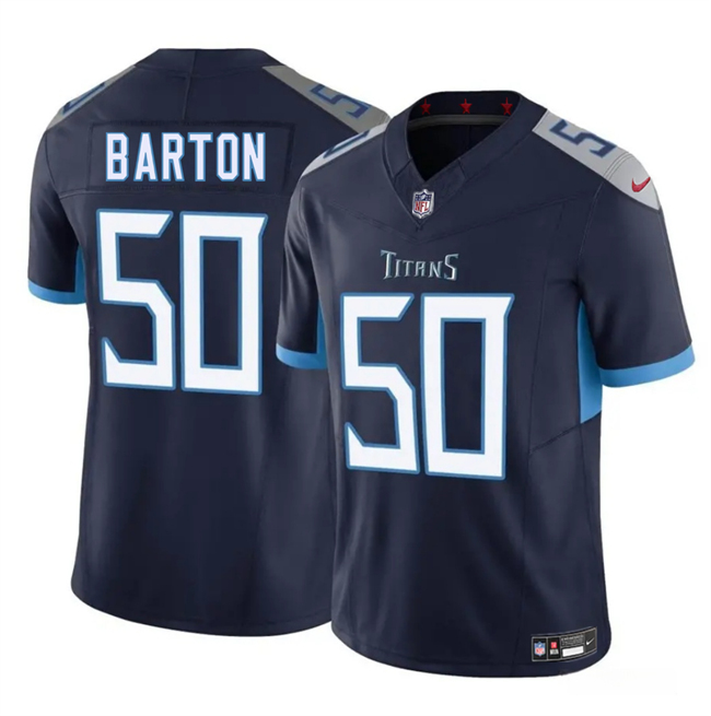 Personalized Men’s Tennessee Titans #50 Cody Barton Navy 2025 F.U.S.E. Limited Stitched Football Jersey