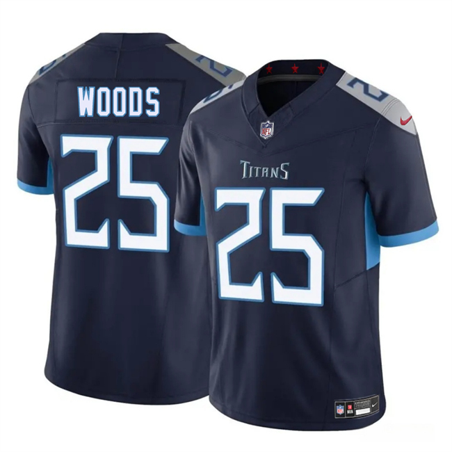 Personalized Men’s Tennessee Titans #25 Xavier Woods Navy 2025 F.U.S.E. Limited Stitched Football Jersey