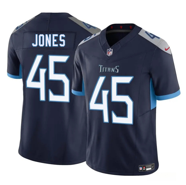 Personalized Men’s Tennessee Titans #45 Dre’Mont Jones Navy 2025 F.U.S.E. Limited Stitched Football Jersey