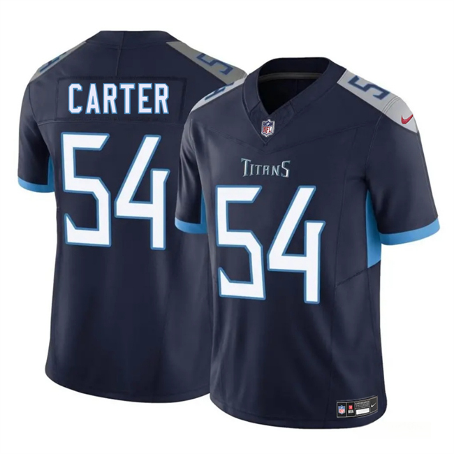 Personalized Men’s Tennessee Titans #54 Lorenzo Carter Navy 2025 F.U.S.E. Limited Stitched Football Jersey