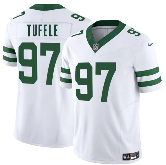 Personalized Men’s New York Jets #97 Jay Tufele White 2025 F.U.S.E. Untouchable Limited Stitched Jersey