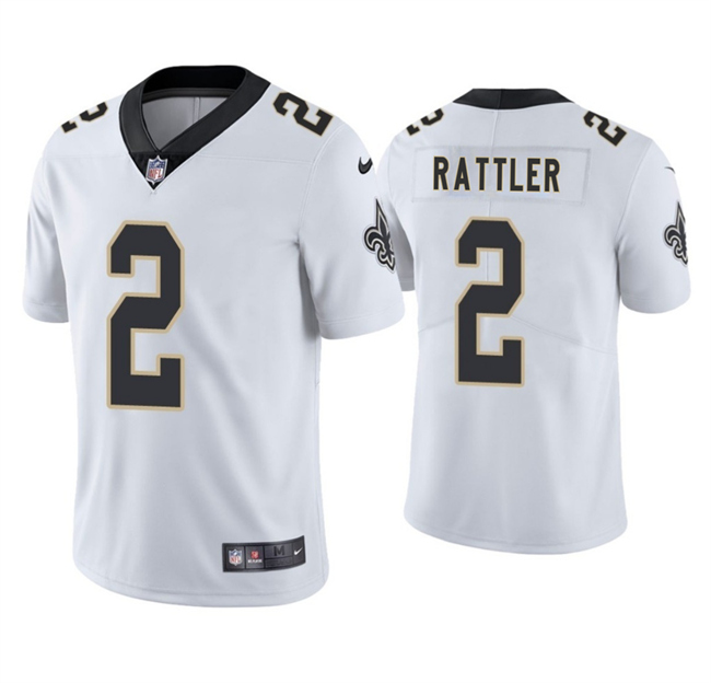 Personalized Men’s New Orleans Saints #2 Spencer Rattler White 2025 Limited Stitched Football Jersey