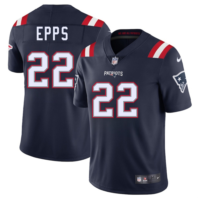 Personalized Men’s New England Patriots #22 Marcus Epps Navy 2025 Limited Stitched Football Jersey