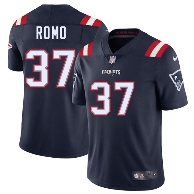 Personalized Men’s New England Patriots #37 Parker Romo Navy 2025 Limited Stitched Football Jersey