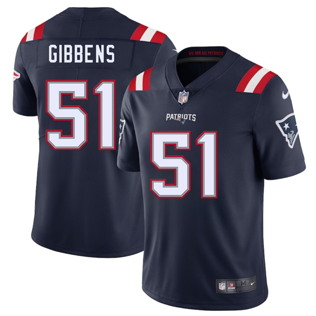 Personalized Men’s New England Patriots #51 Jack Gibbens Navy 2025 Limited Stitched Football Jersey