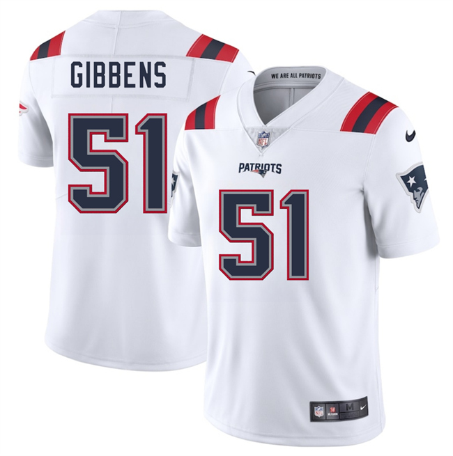 Personalized Men’s New England Patriots #51 Jack Gibbens White 2025 Limited Stitched Football Jersey