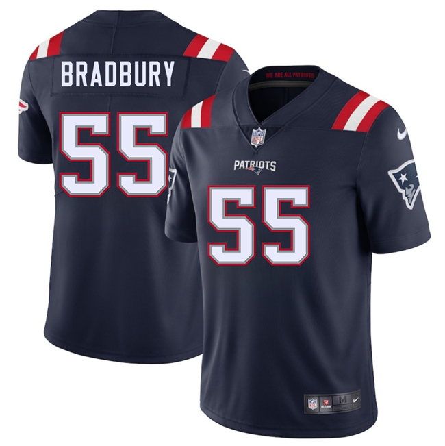 Personalized Men’s New England Patriots #55 Garrett Bradbury Navy 2025 Limited Stitched Football Jersey