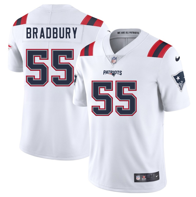 Personalized Men’s New England Patriots #55 Garrett Bradbury White 2025 Limited Stitched Football Jersey
