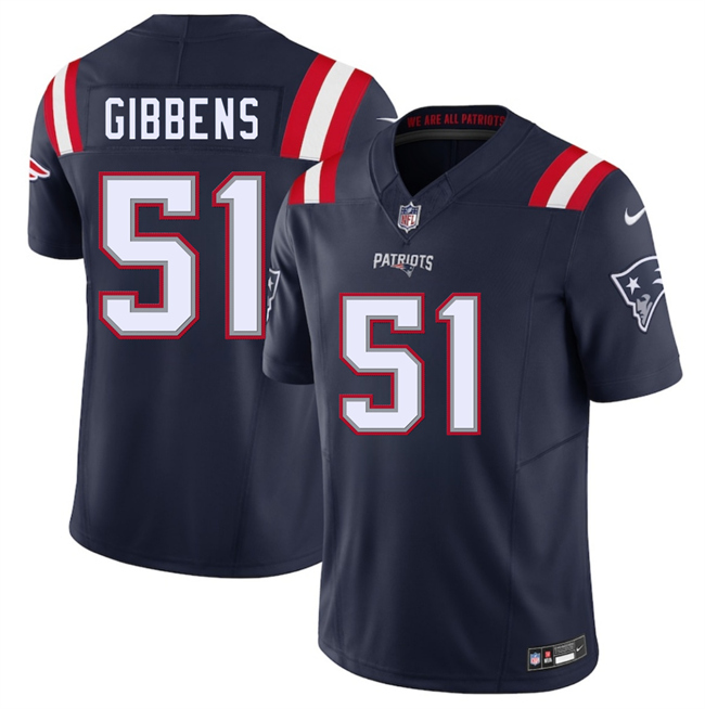 Personalized Men’s New England Patriots #51 Jack Gibbens Navy 2025 F.U.S.E. Limited Stitched Football Jersey