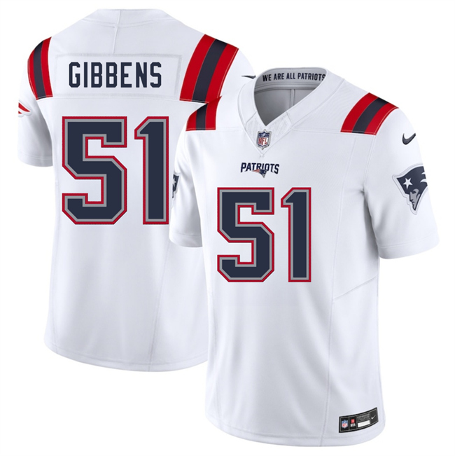 Personalized Men’s New England Patriots #51 Jack Gibbens White 2025 F.U.S.E. Limited Stitched Football Jersey