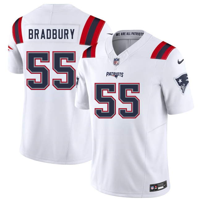 Personalized Men’s New England Patriots #55 Garrett Bradbury White 2025 F.U.S.E. Limited Stitched Football Jersey