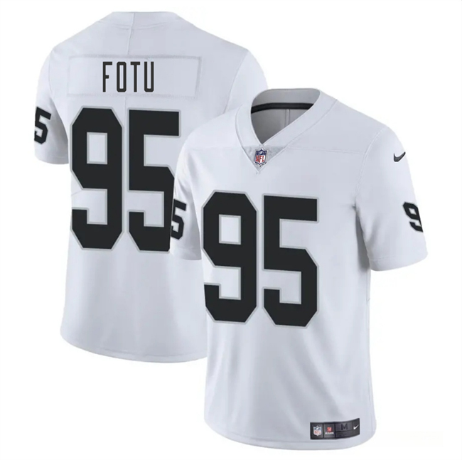 Personalized Men’s Las Vegas Raiders #95 Leki Fotu White 2025 Stitched Football Jersey