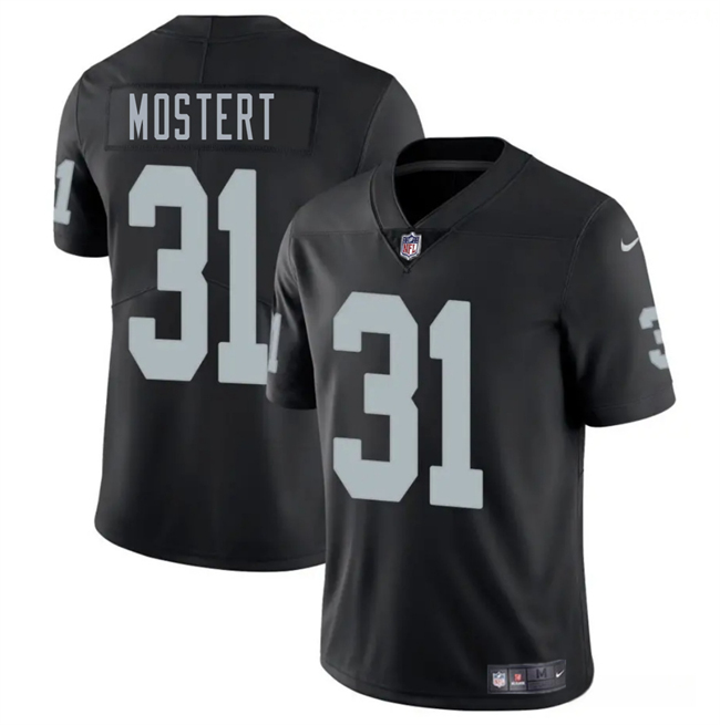 Personalized Men’s Las Vegas Raiders #31 Raheem Mostert Black 2025 Stitched Football Jersey