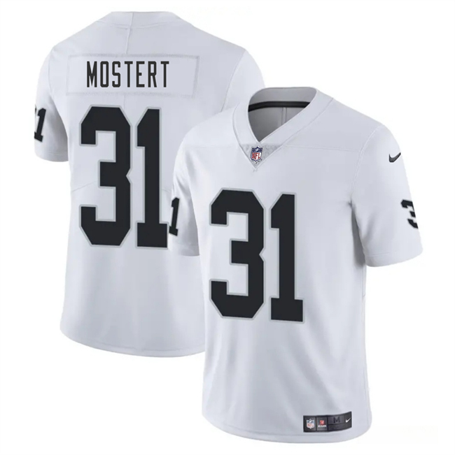 Personalized Men’s Las Vegas Raiders #31 Raheem Mostert White 2025 Stitched Football Jersey