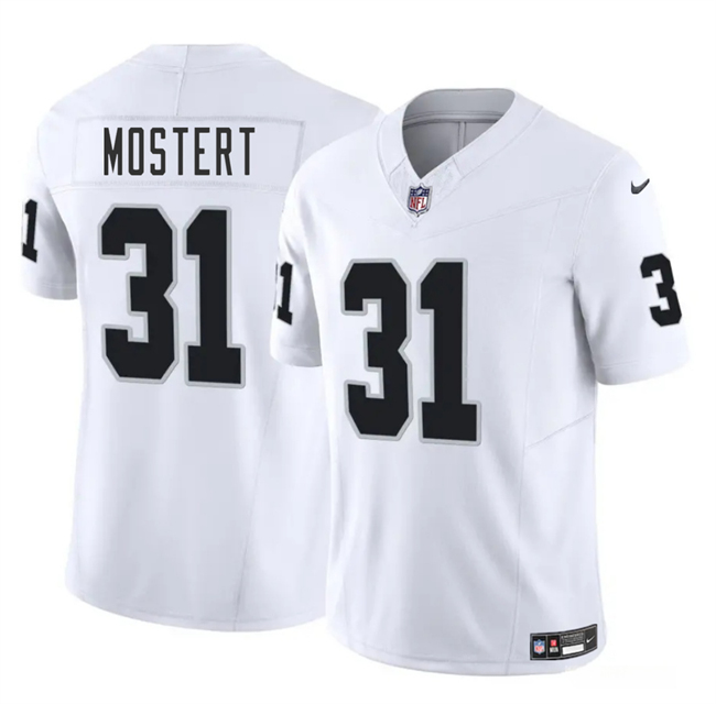 Personalized Men’s Las Vegas Raiders #31 Raheem Mostert White 2025 F.U.S.E. Stitched Football Jersey
