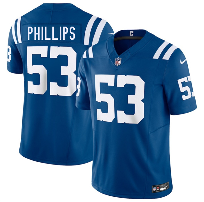 Personalized Men’s Indianapolis Colts #53 Jacob Phillips Blue 2025 F.U.S.E. Limited Stitched Football Jersey