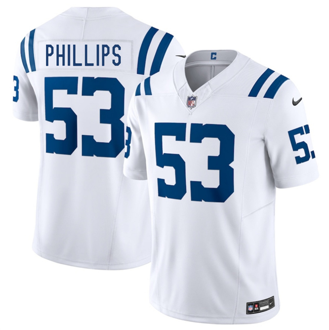 Personalized Men’s Indianapolis Colts #53 Jacob Phillips White 2025 F.U.S.E. Limited Stitched Football Jersey
