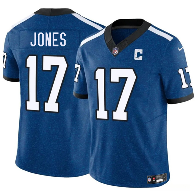 Personalized Men’s Indianapolis Colts #17 Daniel Jones Blue 2025 F.U.S.E. Throwback Limited Stitched Football Jersey