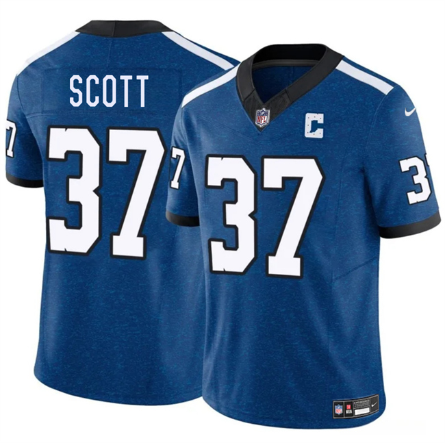 Personalized Men’s Indianapolis Colts #37 Daniel Scott Blue 2025 F.U.S.E. Throwback Limited Stitched Football Jersey