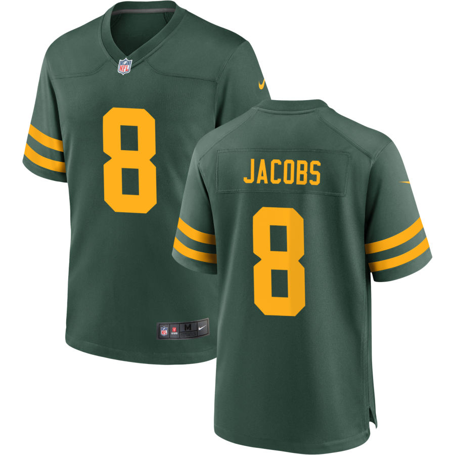 Personalized Men’s Green Bay Packers #8 Josh Jacobs Green Jerseys