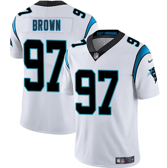 Personalized Men’s Carolina Panthers #97 Bobby Brown White 2025 Limited Stitched Football Jersey