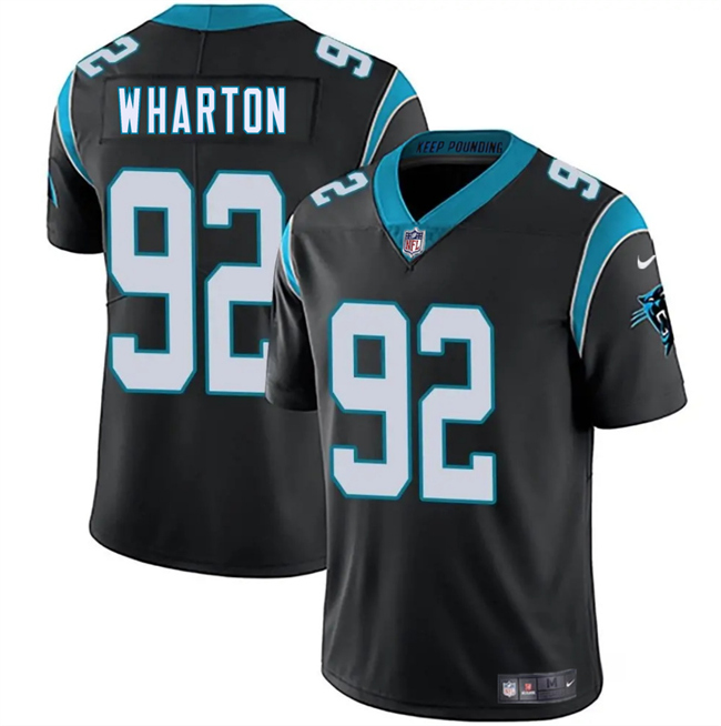 Personalized Men’s Carolina Panthers #92 Tershawn Wharton Black 2025 Limited Stitched Football Jersey