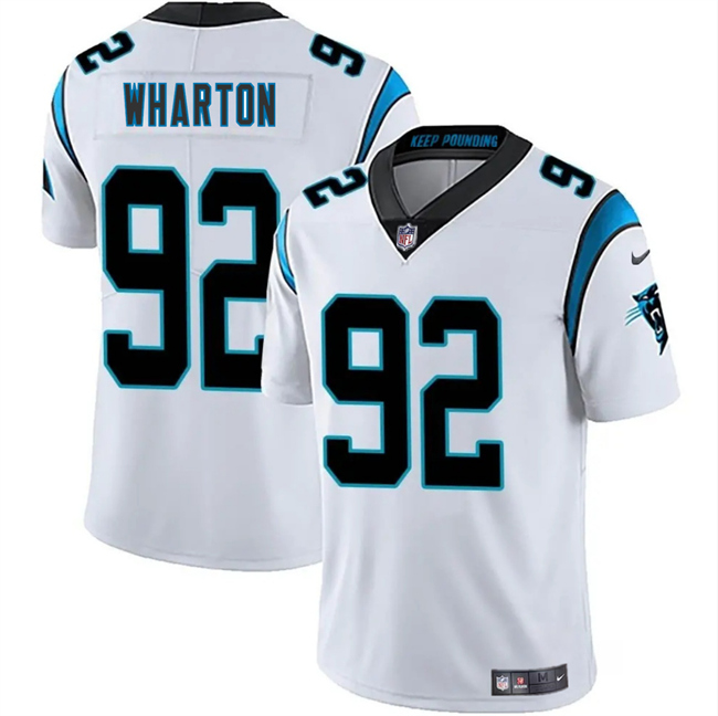 Personalized Men’s Carolina Panthers #92 Tershawn Wharton White 2025 Limited Stitched Football Jersey