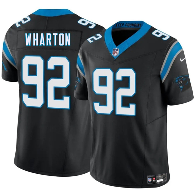 Personalized Men’s Carolina Panthers #92 Tershawn Wharton Black 2025 F.U.S.E. Limited Stitched Football Jersey