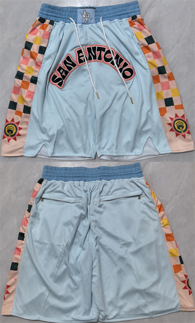Personalized Men’s San Antonio Spurs Light Blue City Edition Shorts (Run Small)