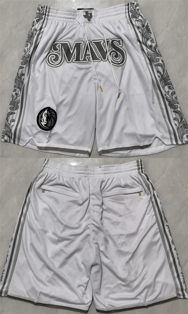 Personalized Men’s Dallas Mavericks White City Edition Shorts (Run Small)